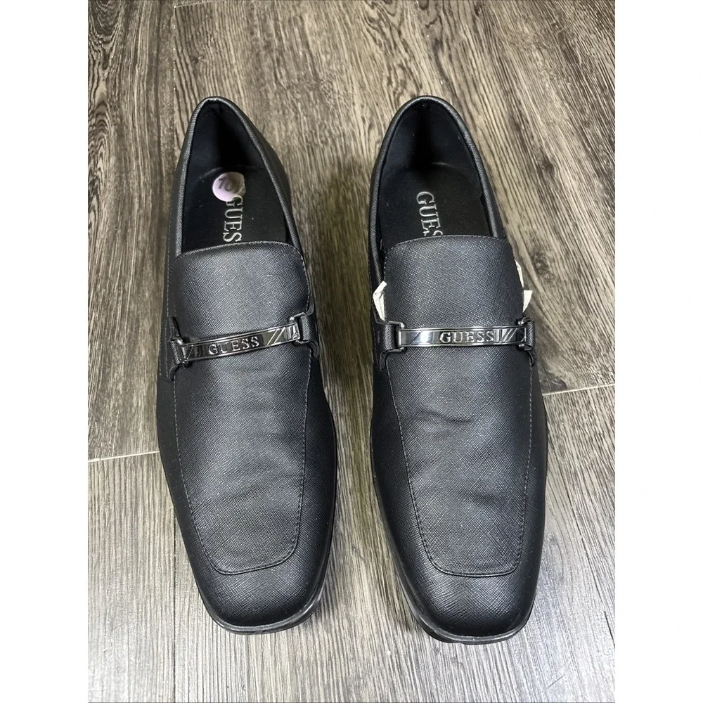 Guess Slip On Loafers Men's 10.5 Black Square Toe Dress Shoes